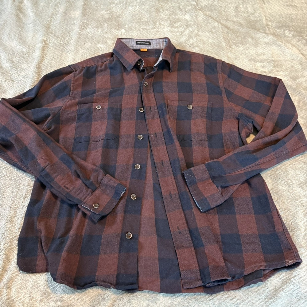 Tailor Vintage Luxe Performance Red and Blue Plaid Flannel Sz L